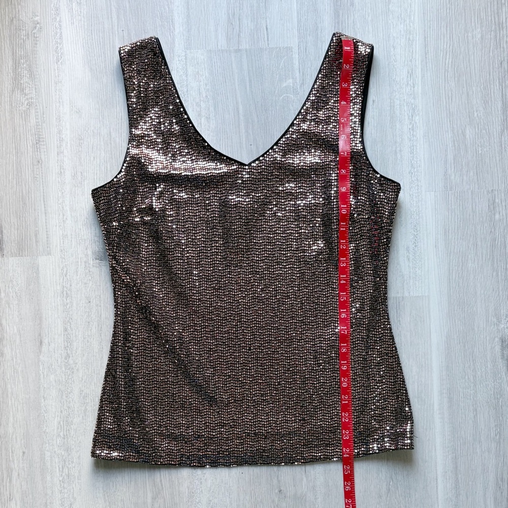Joseph Ribkoff Rose Gold Sequins Sleeveless Top Sizs 12 Cocktail - Picture 8 of 9